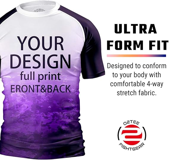 O2TEE Custom Men's Gradient Rash Guard Shirt for BJJ