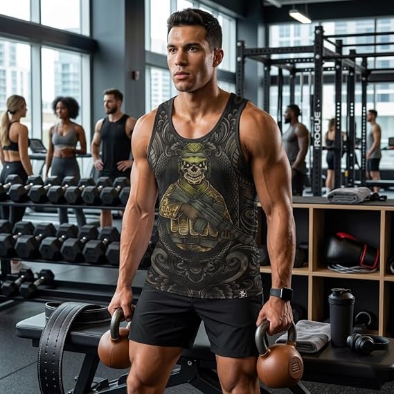 O2TEE Men's Boxing Tank Top Printed Sports Gym Jersey