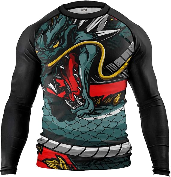 O2TEE Men BJJ Rash Guards Compression GYM MMA Shirt