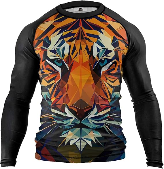 O2TEE Men BJJ Rash Guards Long Sleeve GYM MMA Shirt