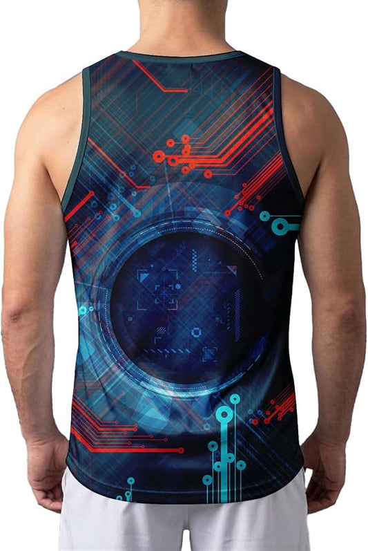 O2TEE Men's Jersey Sci-Fi Graphic Sleeveless Gym Shirt