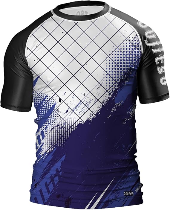 O2TEE Mens Grappling Tattoo Rash Guards Shirt Weightlifting