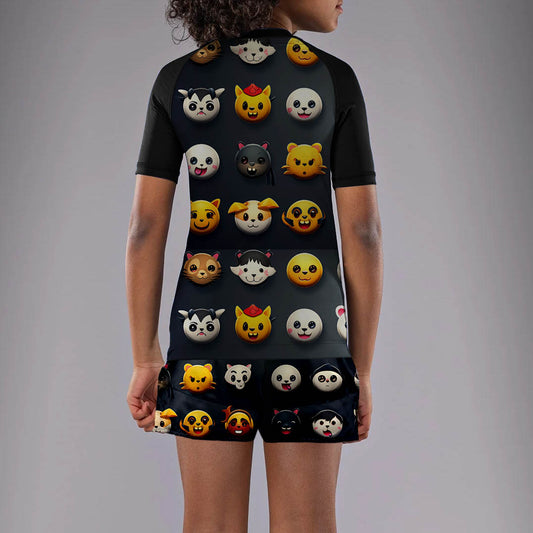 Kids Pro BJJ Rash Guard Muay Thai Shorts MMA Sports Suit