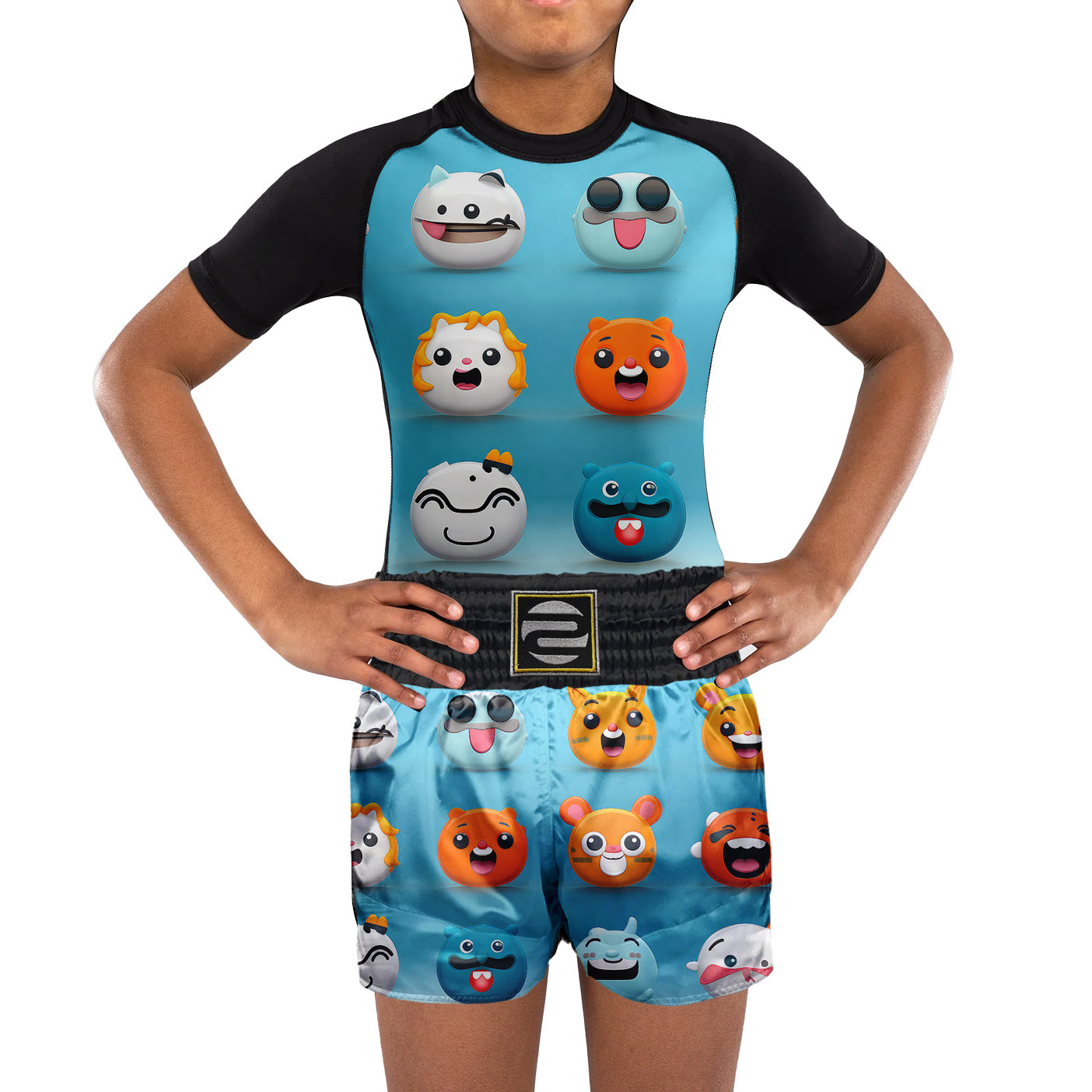 Kids Pro BJJ Rash Guard Muay Thai Shorts MMA Sports Suit