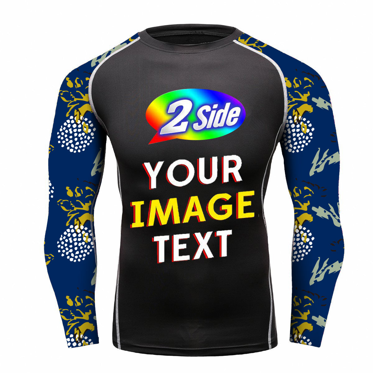 O2TEE Men's Custom Printed Compression T-Shirt - Lightweight Sport Tee For Gym & Training (85% Polyester, 15% Spandex)