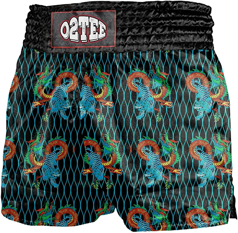 O2TEE Unisex Dragon& Tiger Muay Thai Shorts