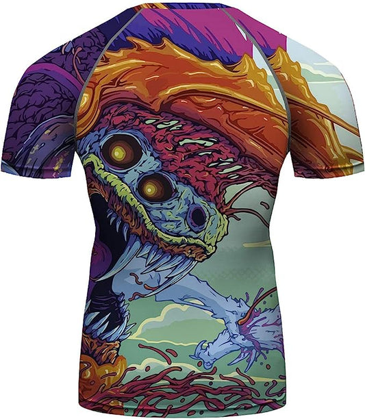 O2TEE Beast Dragon Rashguard - Short Sleeve Top