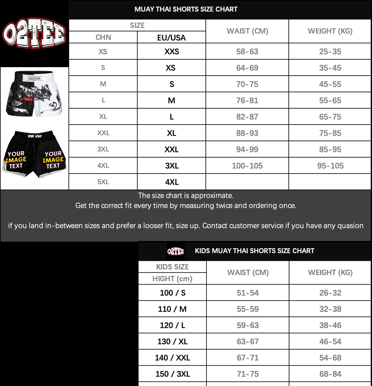 O2TEE Design Your Own Muay Thai Shorts Combat Fight MMA Boxer Boxing Trunks