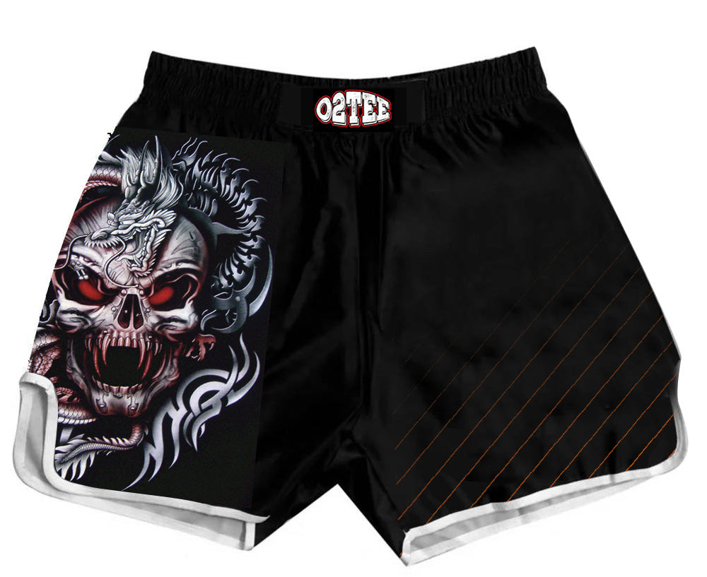 O2TEE Skull Muay Thai Shorts Combat Fight MMA Boxer Boxing Trunks