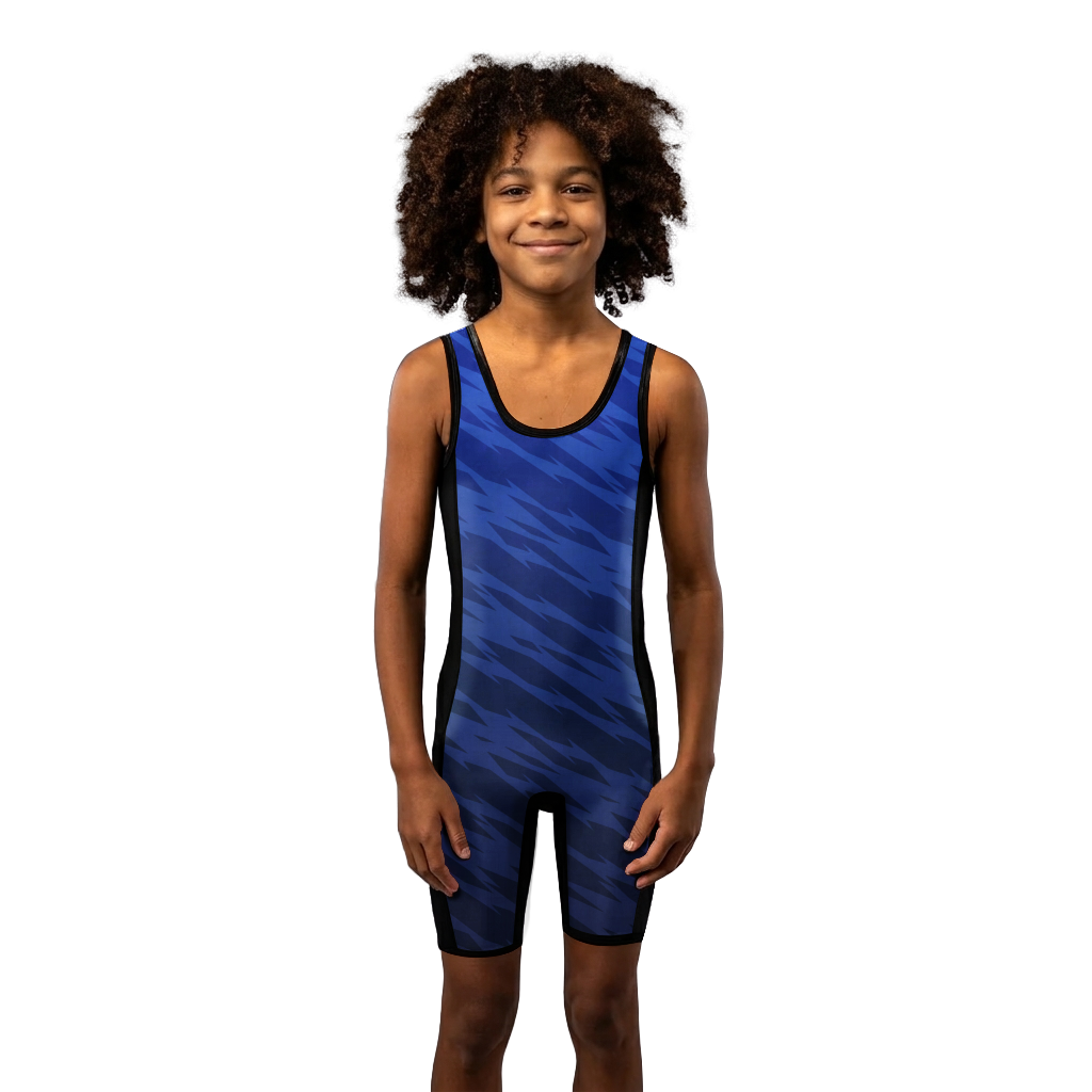 O2TEE Youth Striped Wrestling Singlet Stretch Bodysuit