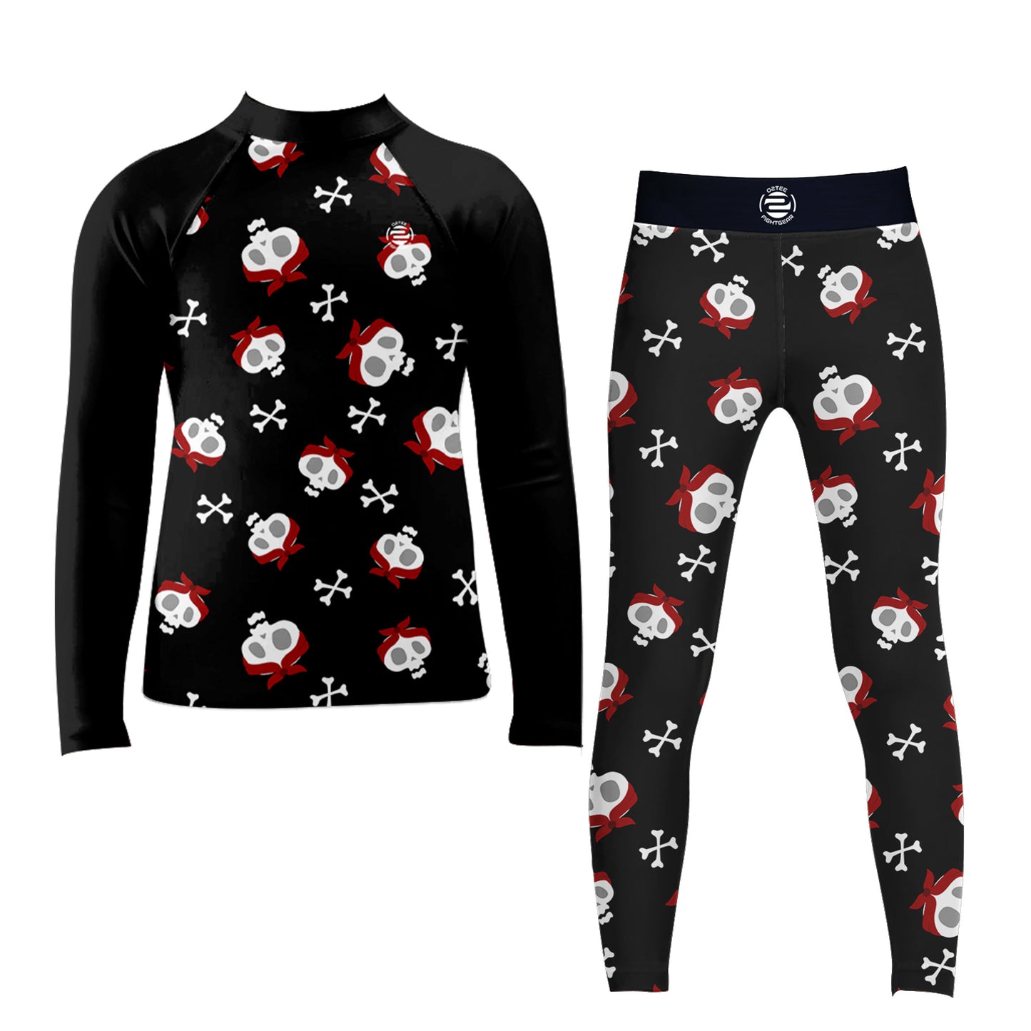 Kid Skull Compression Shirts Pants Sets for MMA BJJ