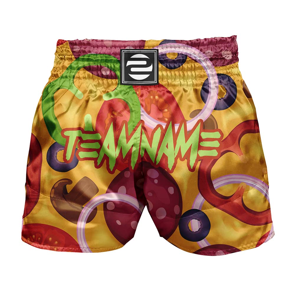 O2TEE Custom Funny Food Printed MMA Muay Thai Shorts (Youth Adult size)