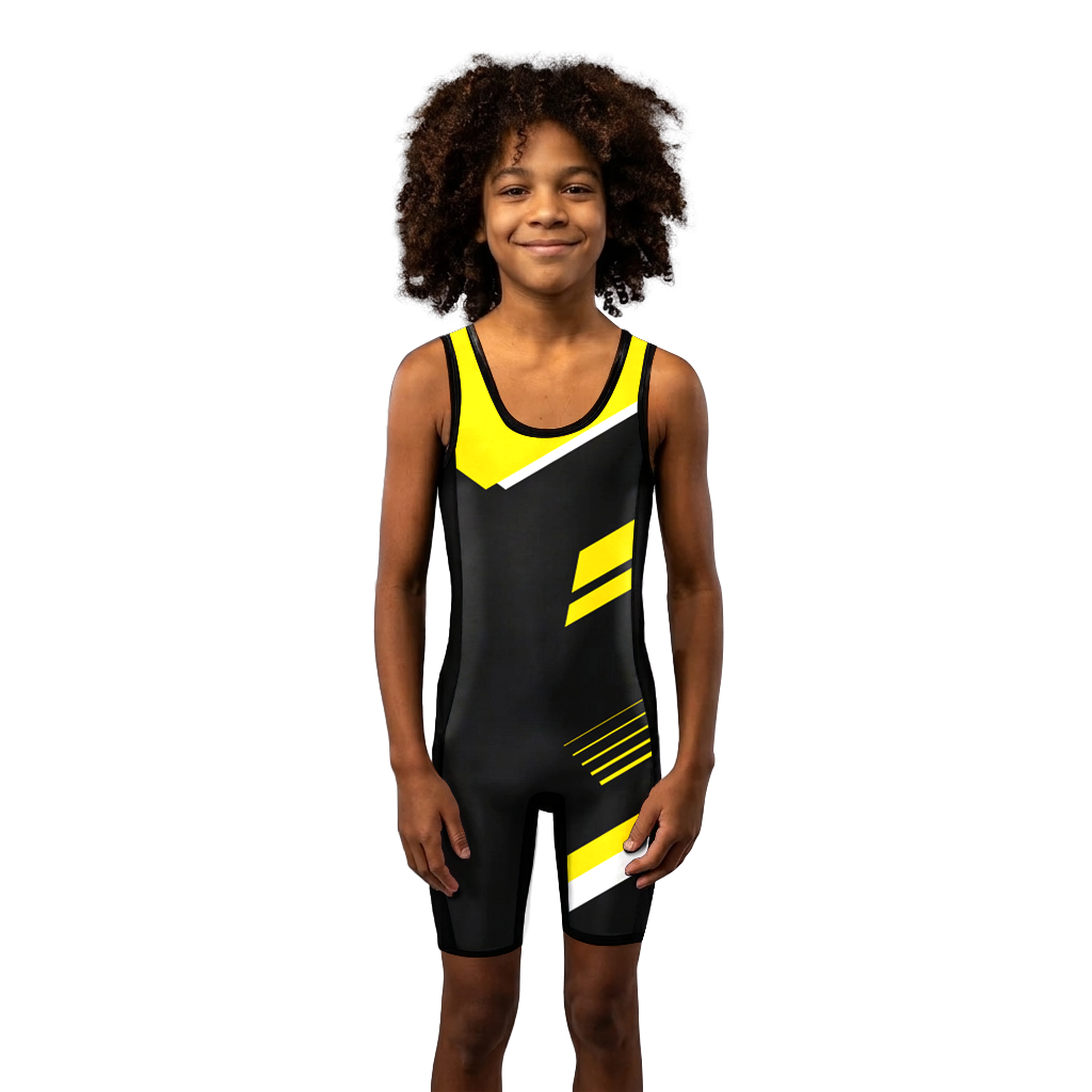 O2TEE Youth Striped Wrestling Singlet Stretch Bodysuit