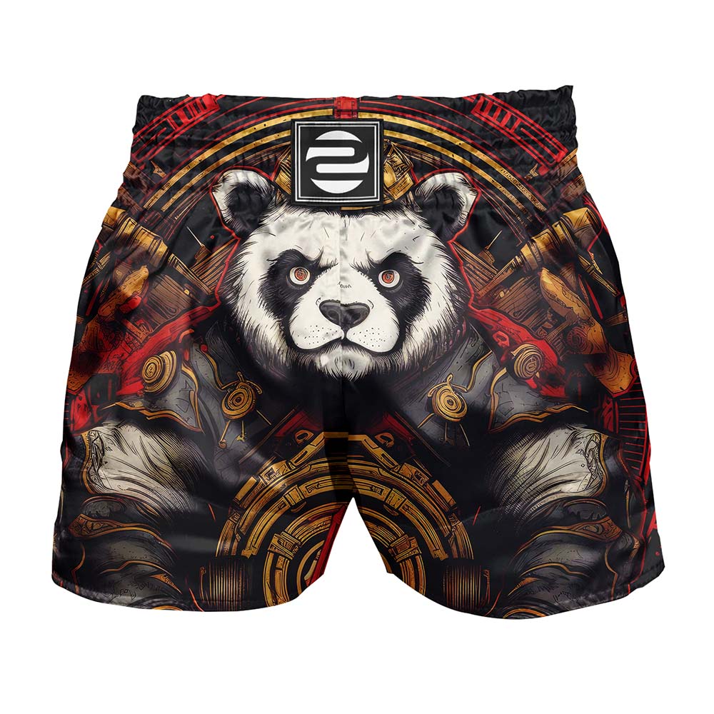 O2TEE Men Panda Samurai MMA Muay Thai Shorts (Youth Adult size)