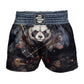 O2TEE Men Panda Samurai MMA Muay Thai Shorts (Youth Adult size)