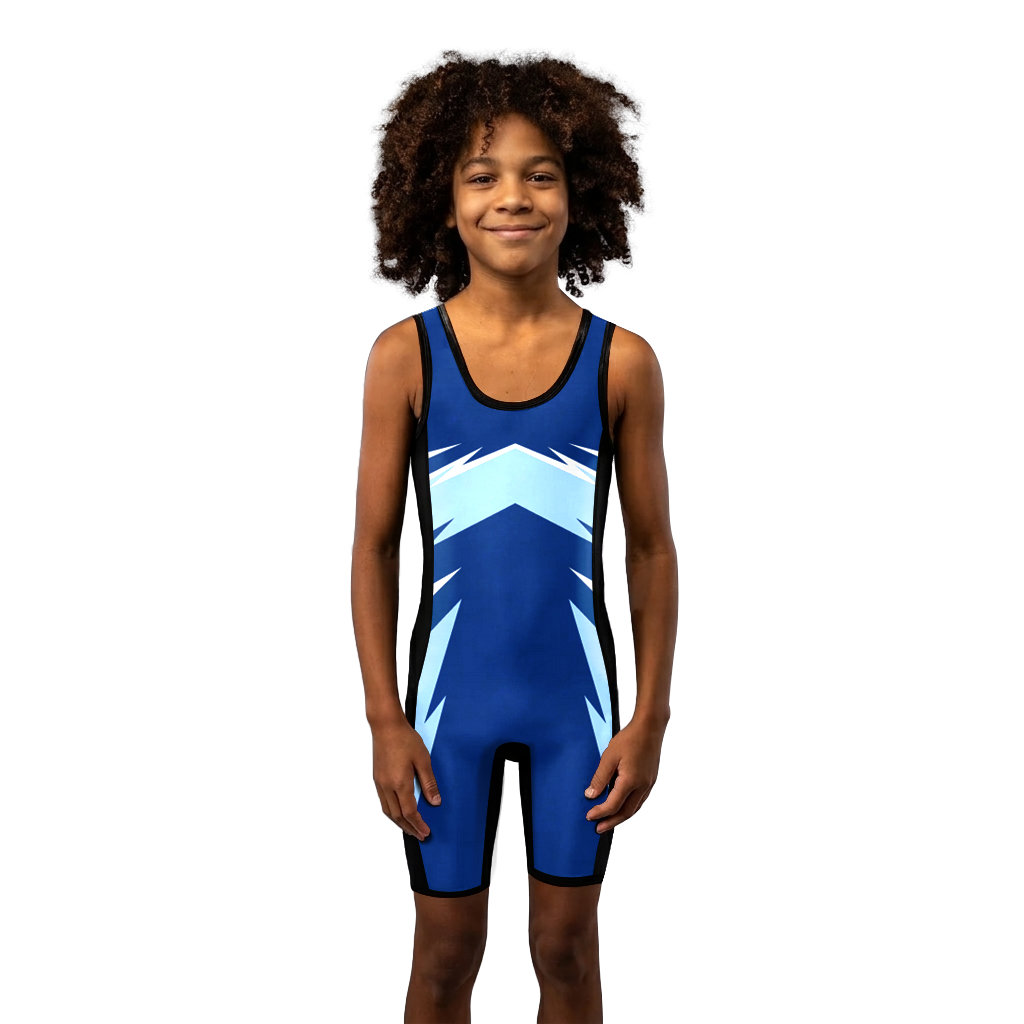 O2TEE Youth Striped Wrestling Singlet Stretch Bodysuit