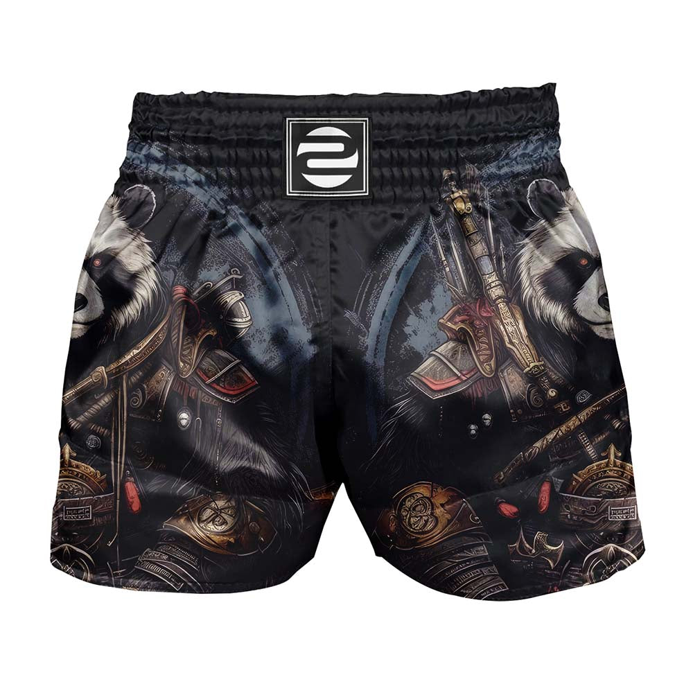 O2TEE Men Panda Samurai MMA Muay Thai Shorts (Youth Adult size)