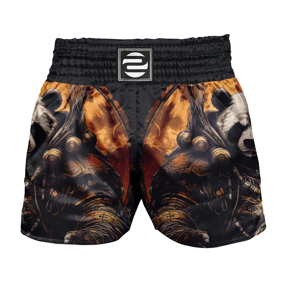 O2TEE Men Panda Samurai MMA Muay Thai Shorts (Youth Adult size)