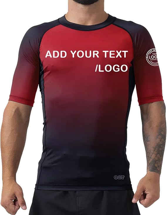 O2TEE Men's Customized Compression Rash Guards for MMA