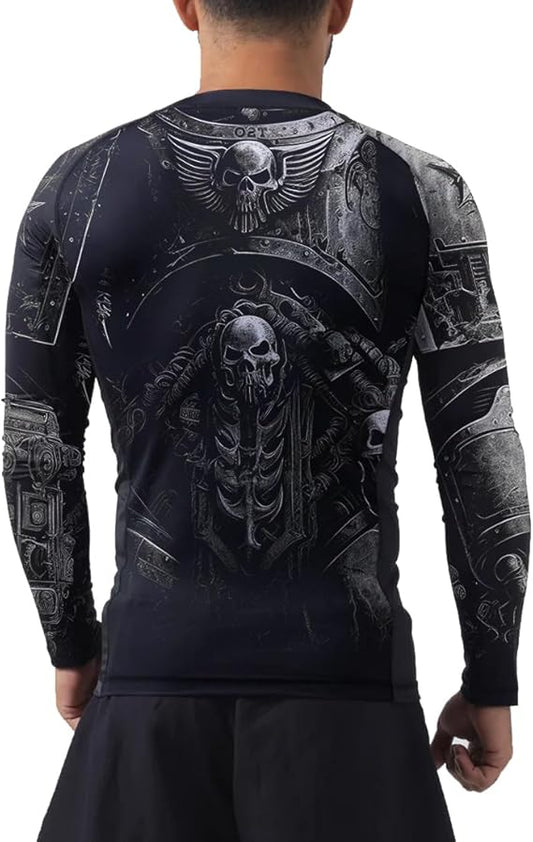 Men's Long Sleeve BJJ Warrior Armour Rashguard - Lightweight Compression Training Shirt