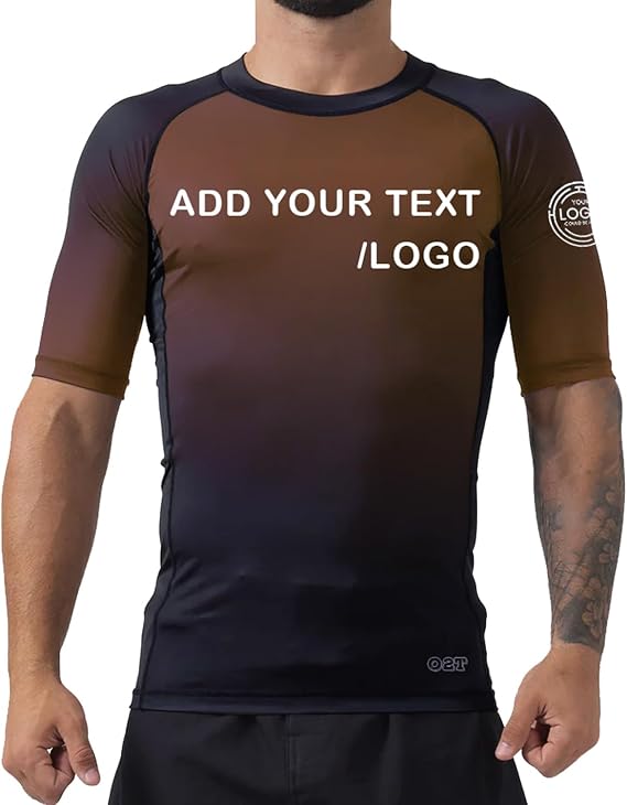 O2TEE Men's Customized Compression Rash Guards for MMA