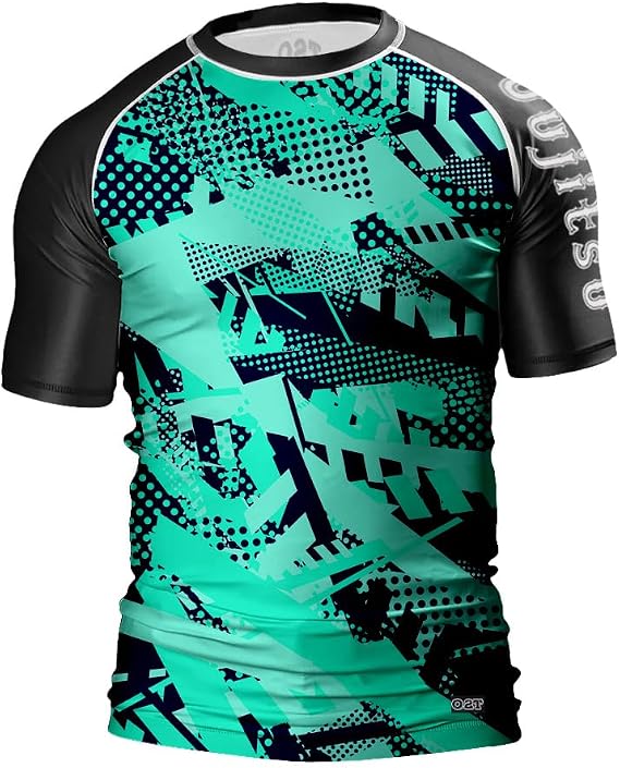 O2TEE Men Graphic Rash Guards Shirt MMA Gym Martial Arts