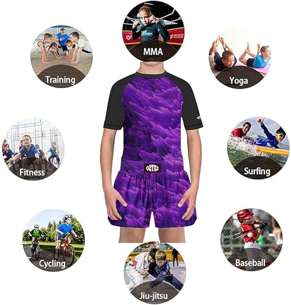 Unisex Youth Kids Rash Guard Shorts Sets for Boys Girls Boxing Daily Multi-Sport