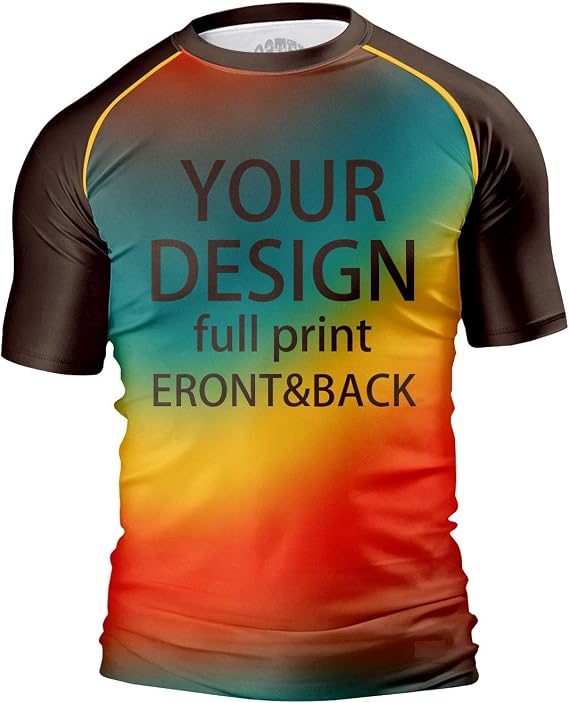 O2TEE Custom Men's Gradient Rash Guard Shirt for BJJ