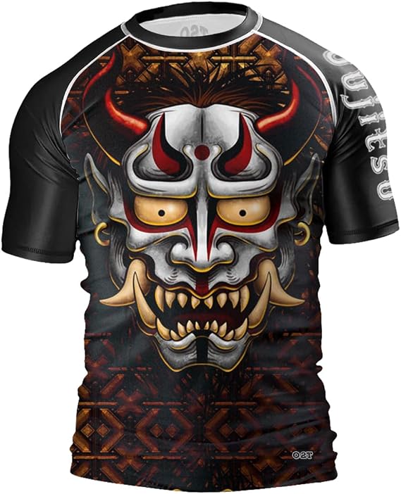 O2TEE Mens Short Sleeve Graphic Rash Guards Shirt MMA
