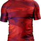 O2TEE Men's Fluid Art Short Sleeve BJJ Rash Guard – Red Crimson Liquid