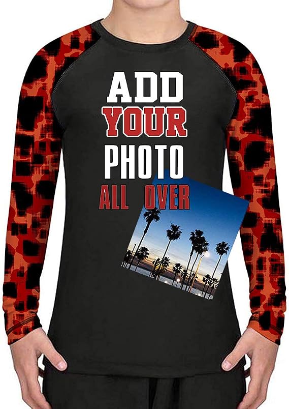 Custom Kids Pattern Rash Guards Shirt Add Your Logo Text
