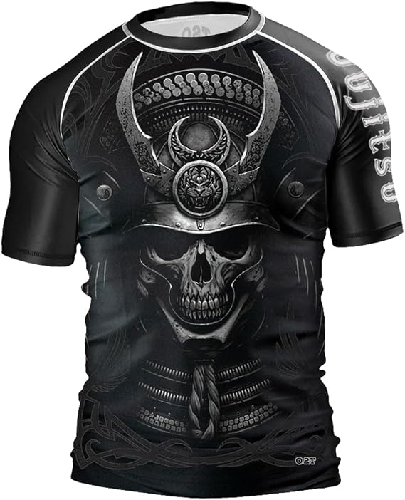 O2TEE Mens Short Sleeve Graphic Rash Guards Shirt MMA