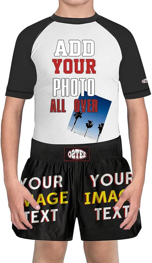 O2TEE Kids' Custom Rash Guard & Muay Thai Shorts Set