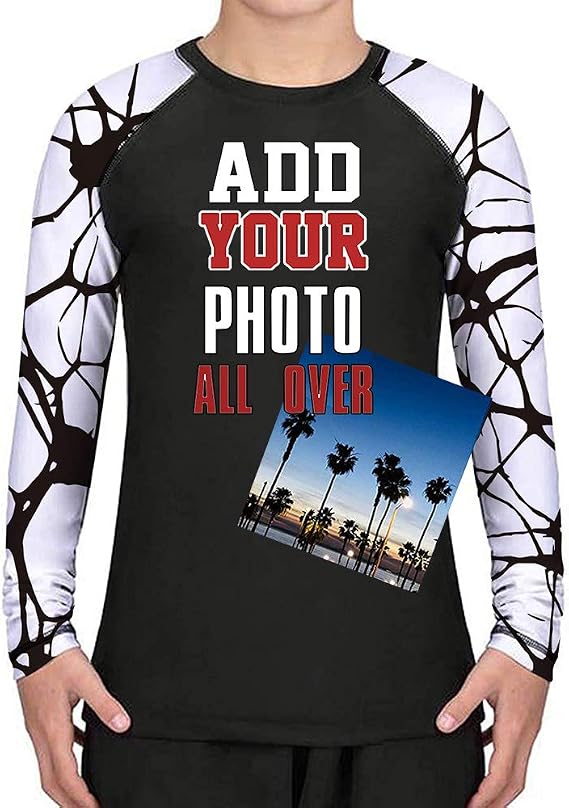 Custom Kids Pattern Rash Guards Shirt Add Your Logo Text