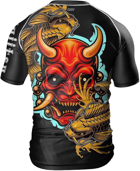 O2TEE Mens Short Sleeve Graphic Rash Guards Shirt MMA