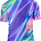 O2TEE Men's Fluid Art Short Sleeve BJJ Rash Guard – Neon Laser Waves