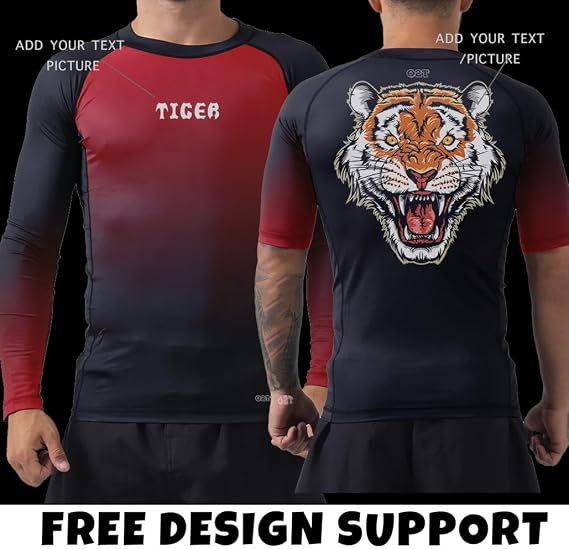 O2TEE Men's Customized Ranked Rash Guards for MMA