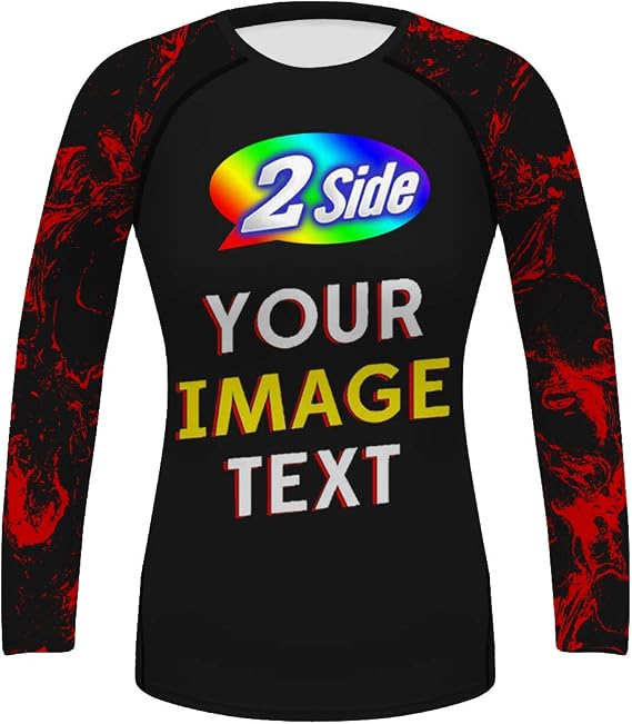 O2TEE Personalized Women's Rash Guards Shirt Add Text Picture