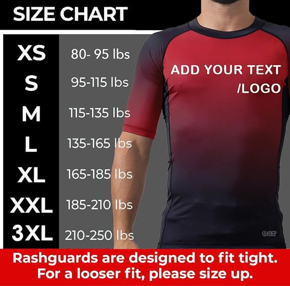 O2TEE Men's Customized Ranked Rash Guards for MMA