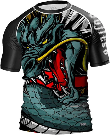 O2TEE Men Training Rash Guards Shirt MMA Gym Running