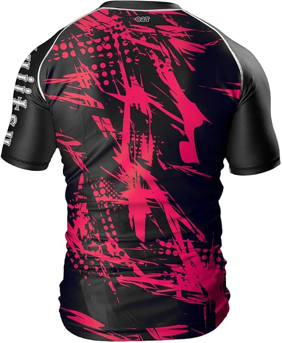 O2TEE Mens Grappling Tattoo Rash Guards Shirt Weightlifting