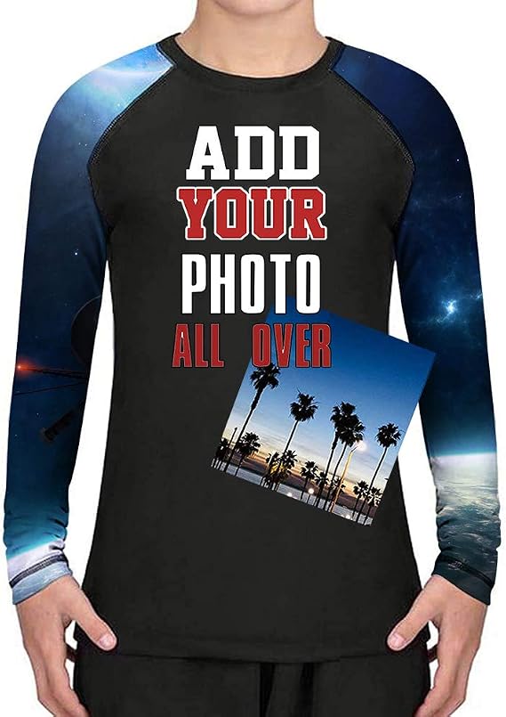 Custom Kids Pattern Rash Guards Shirt Add Your Logo Text