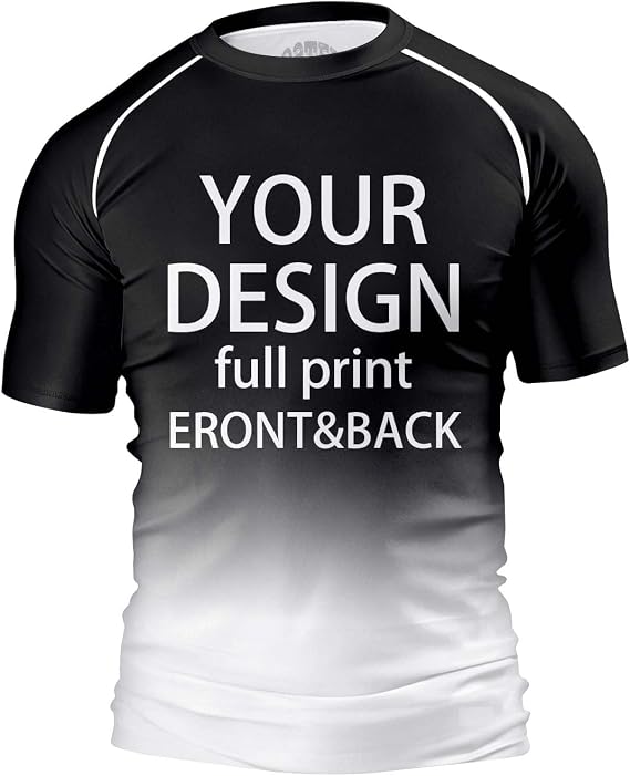 O2TEE Custom Men's Gradient Rash Guard Shirt for BJJ