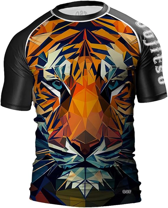 O2TEE Men Graphic Rash Guards Shirt MMA Gym Martial Arts