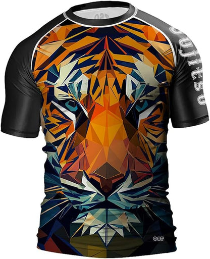 O2TEE Men Graphic Rash Guards Shirt MMA Gym Martial Arts