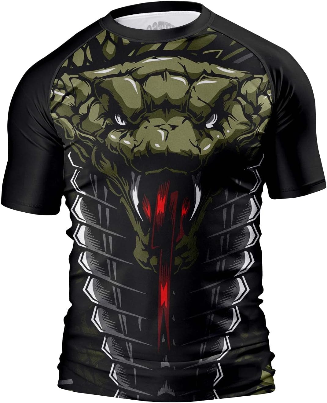 O2TEE Men's Snake BJJ Rash Guard – Army Green Cobra