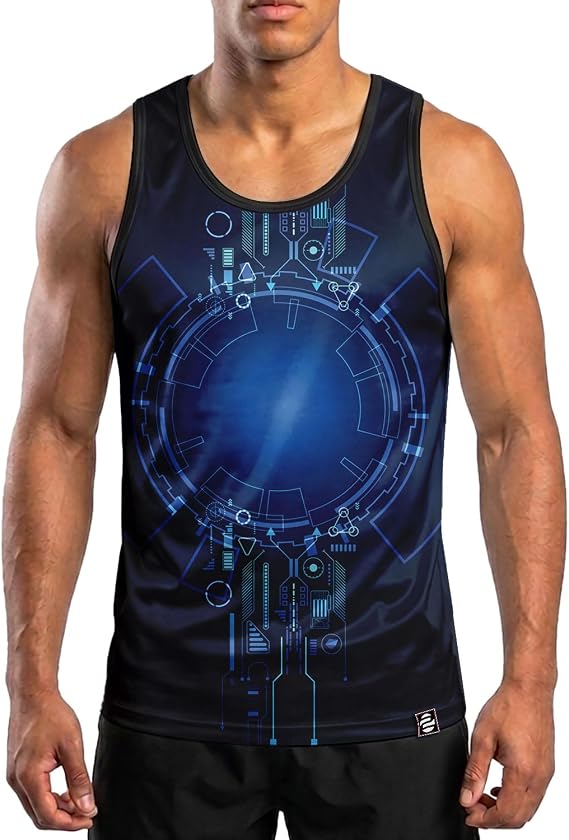 O2TEE Men's Jersey Sci-Fi Graphic Sleeveless Gym Shirt