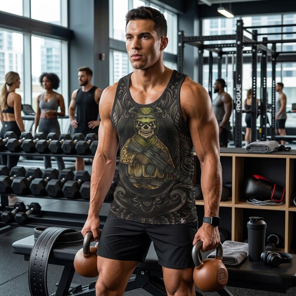O2TEE men's boxing graphic gym tank top detail image 6