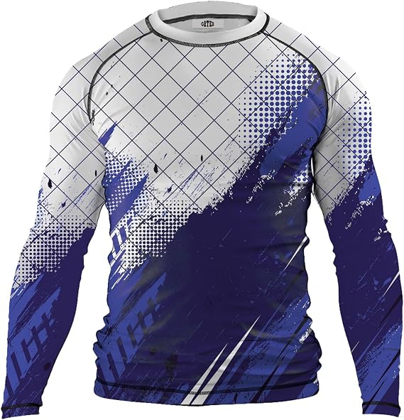 O2TEE Men BJJ Rash Guards Compression GYM MMA Shirt