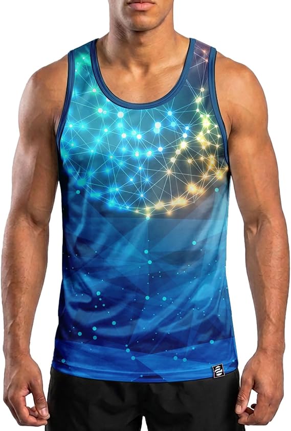 O2TEE Men's Jersey Sci-Fi Graphic Sleeveless Gym Shirt